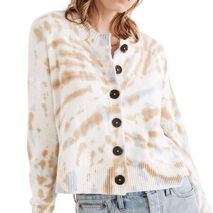 Madewell Cream and Tan Tie-Dye Cardigan